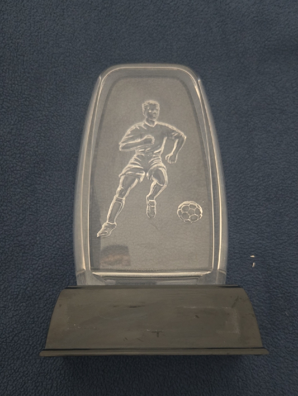 Clear Acrylic Soccer Trophy with Black Base